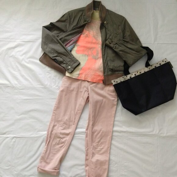 Tsumori Chisato Black Canvas Tote, 5 Organizer Pockets, Signature Cat Dot Print - Picture 7 of 9